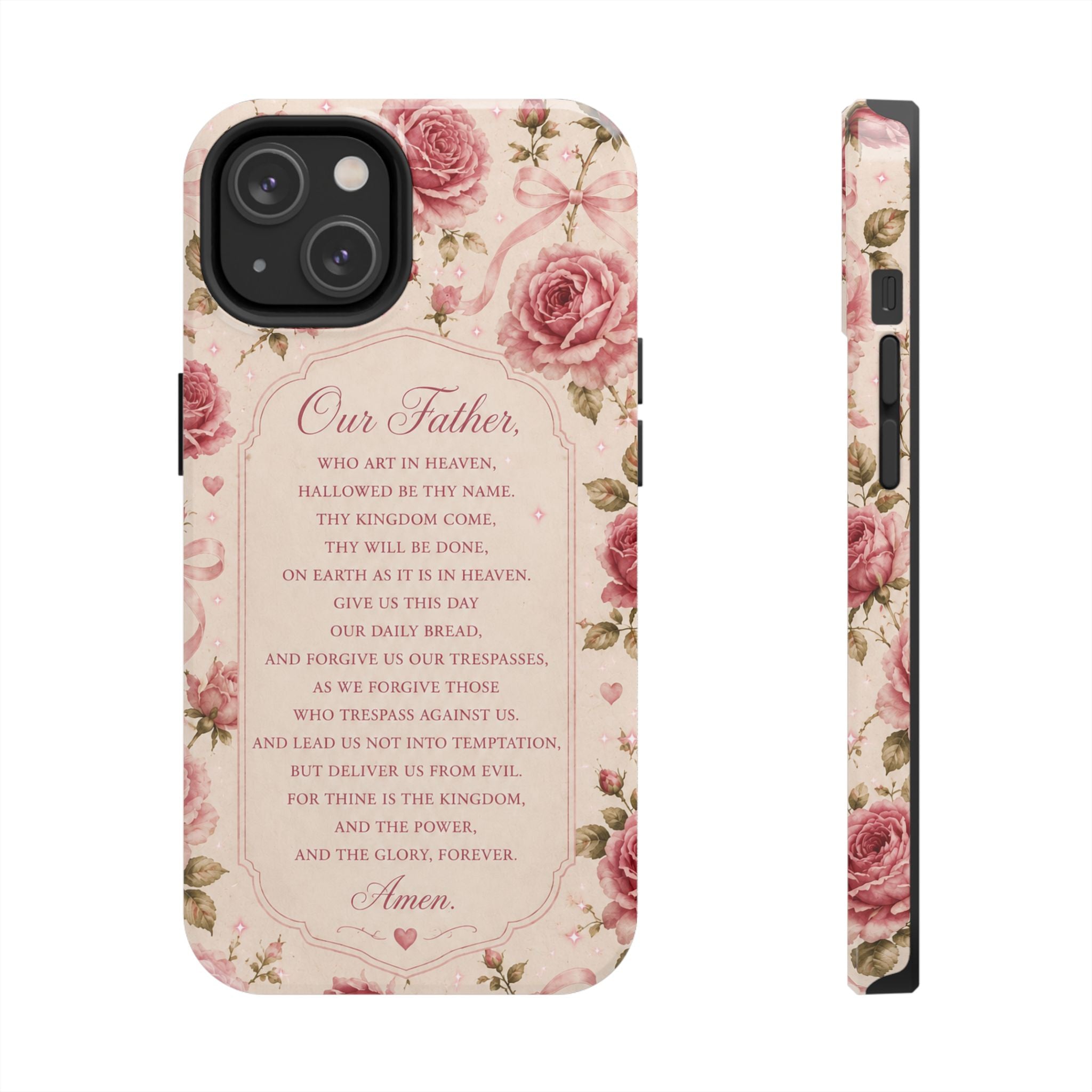 Our Father Prayer Phone Case | Floral Rosary Scripture iPhone Case