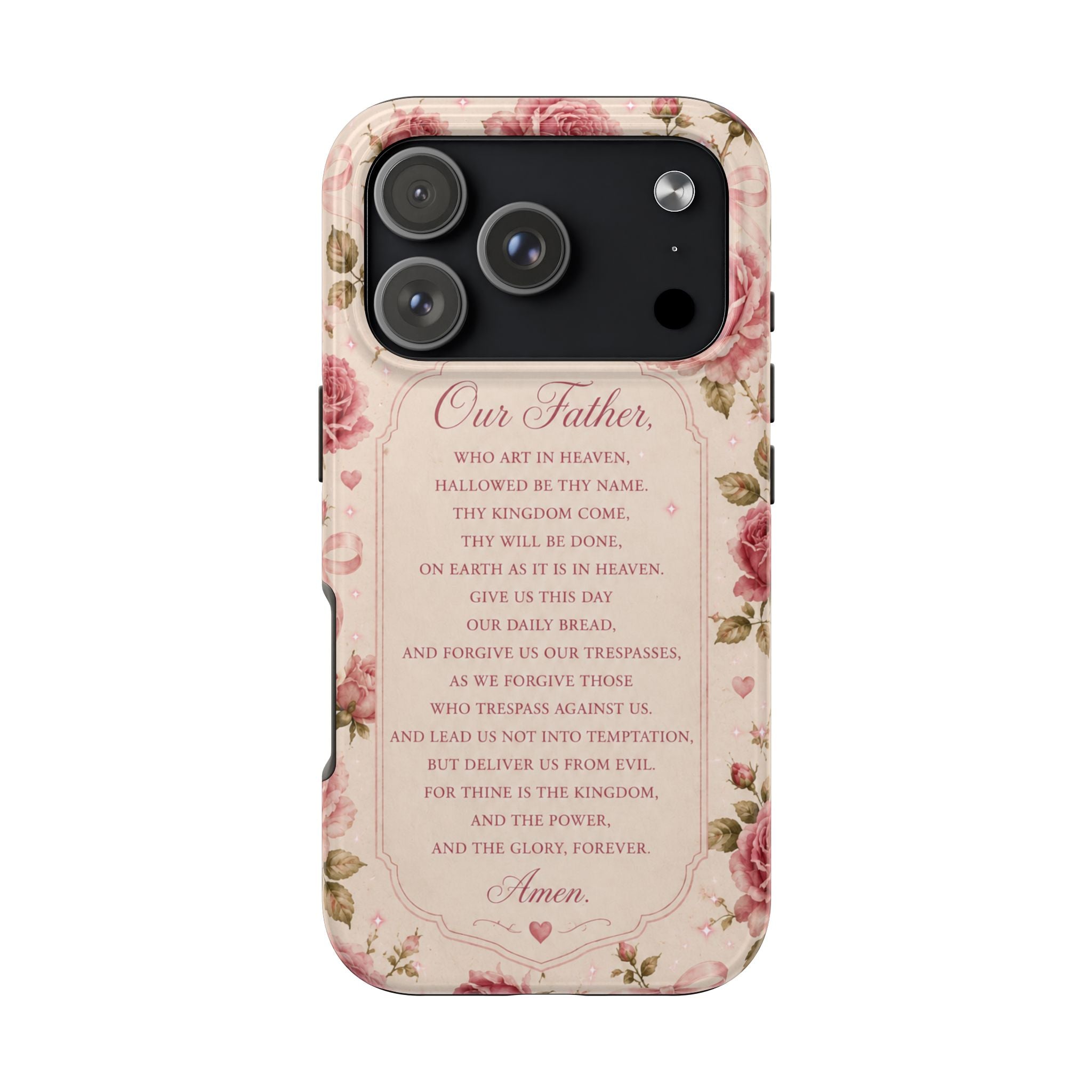 Our Father Prayer Phone Case | Floral Rosary Scripture iPhone Case
