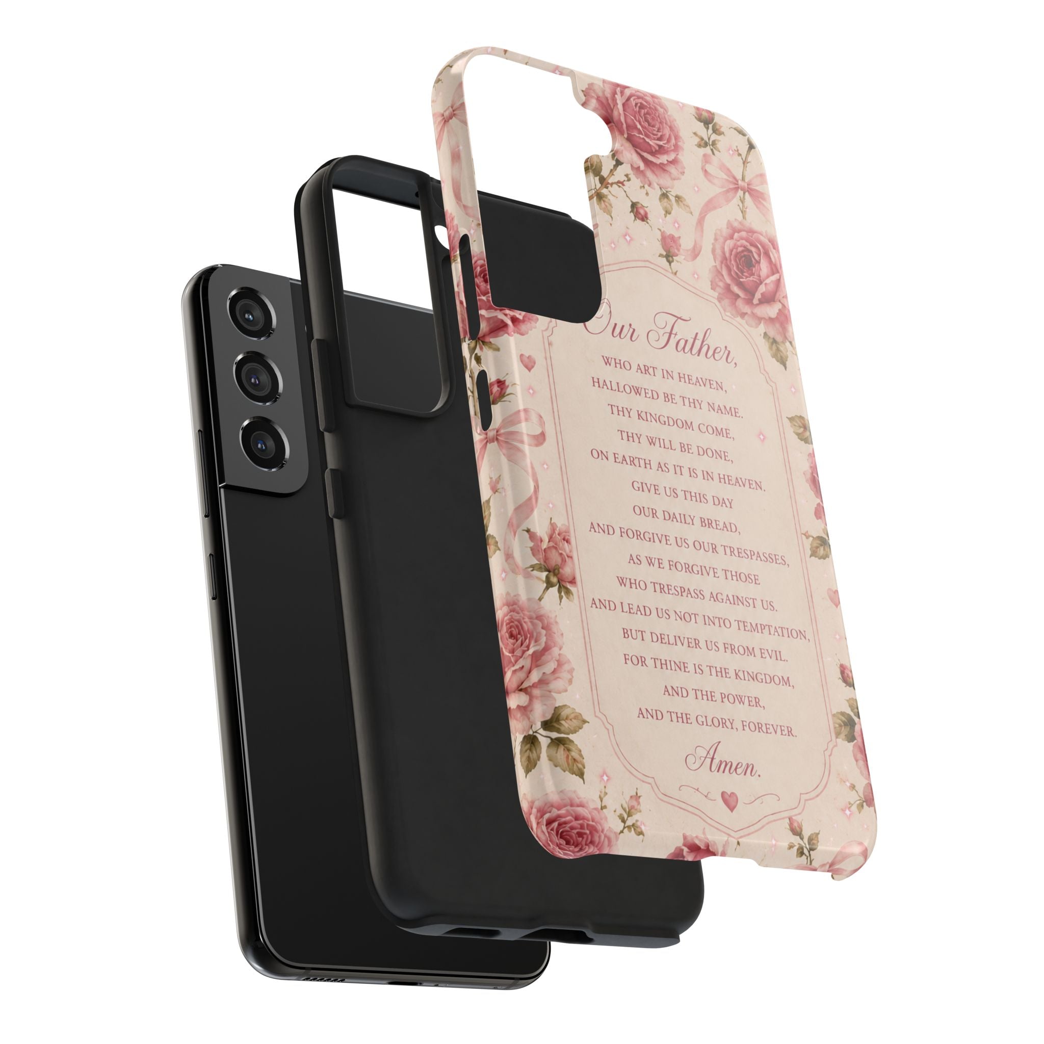 Our Father Prayer Phone Case | Floral Rosary Scripture iPhone Case