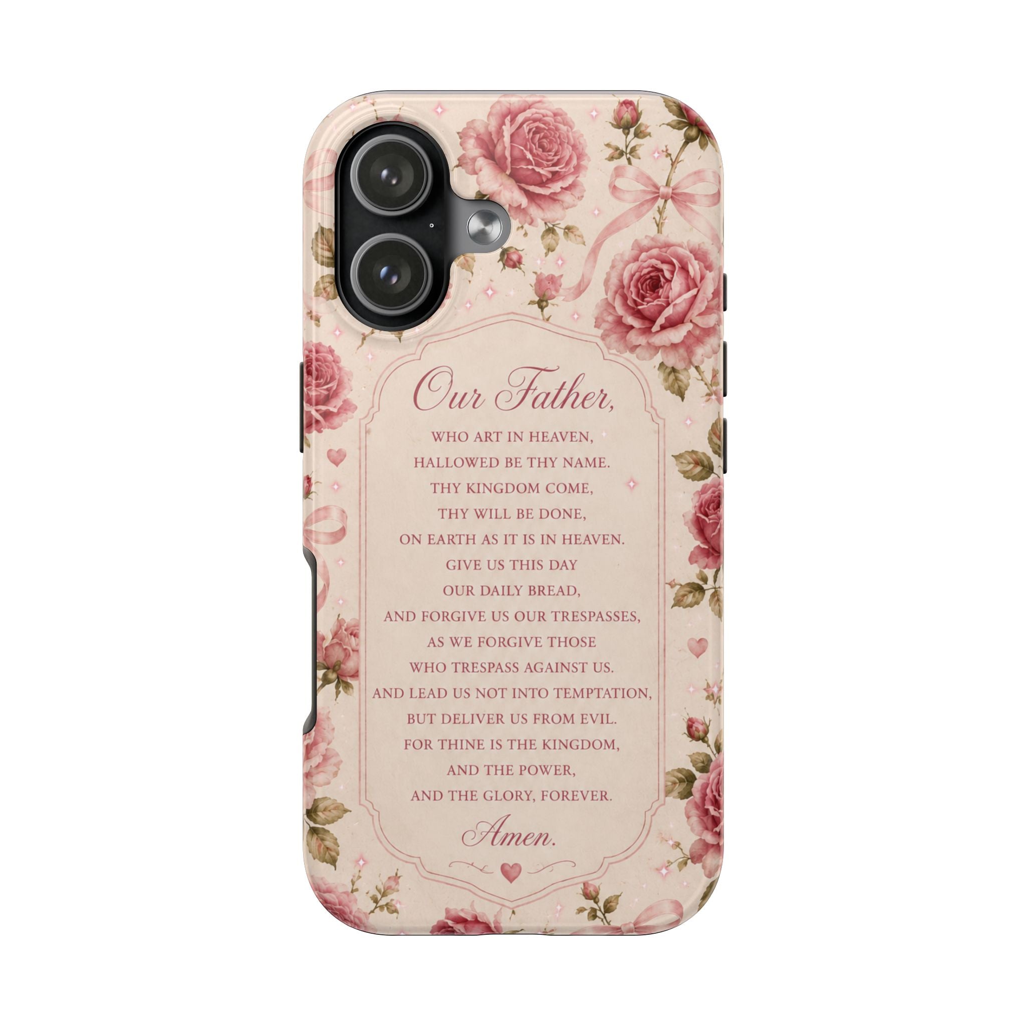 Our Father Prayer Phone Case | Floral Rosary Scripture iPhone Case