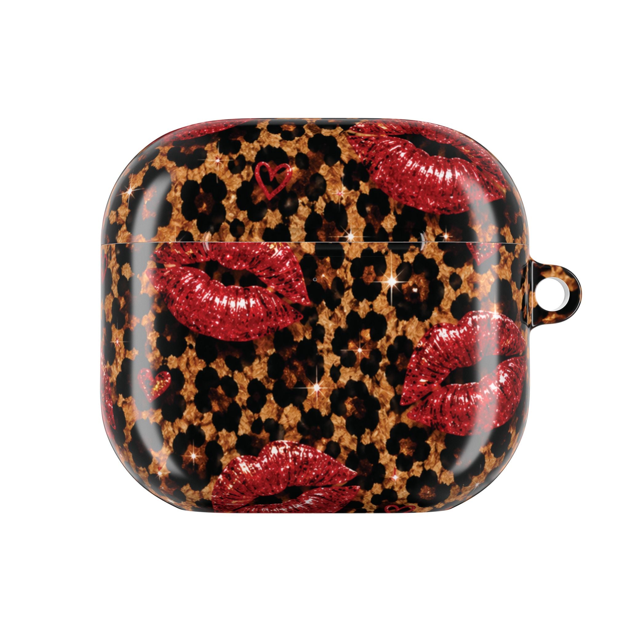 Leopard Print AirPods Case, Red Lips AirPods Cover, Cute AirPods Pro Case, Glam AirPods Holder, Wild Kisses AirPod Case, Gift for Her