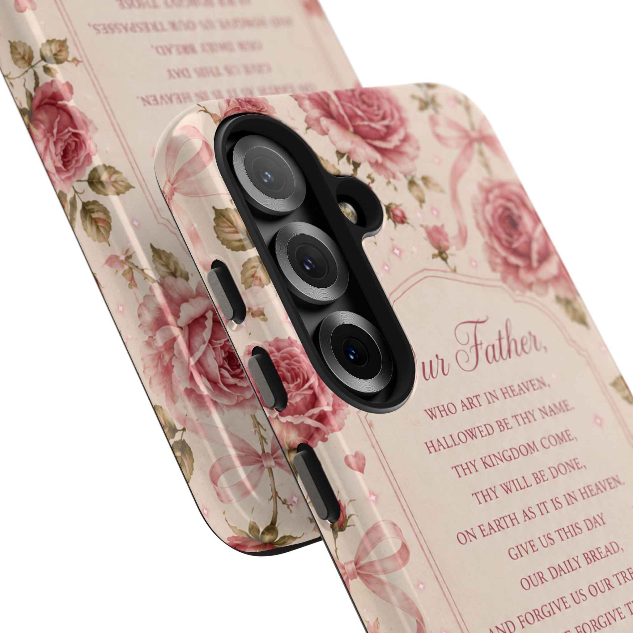 Our Father Prayer Phone Case | Floral Rosary Scripture iPhone Case