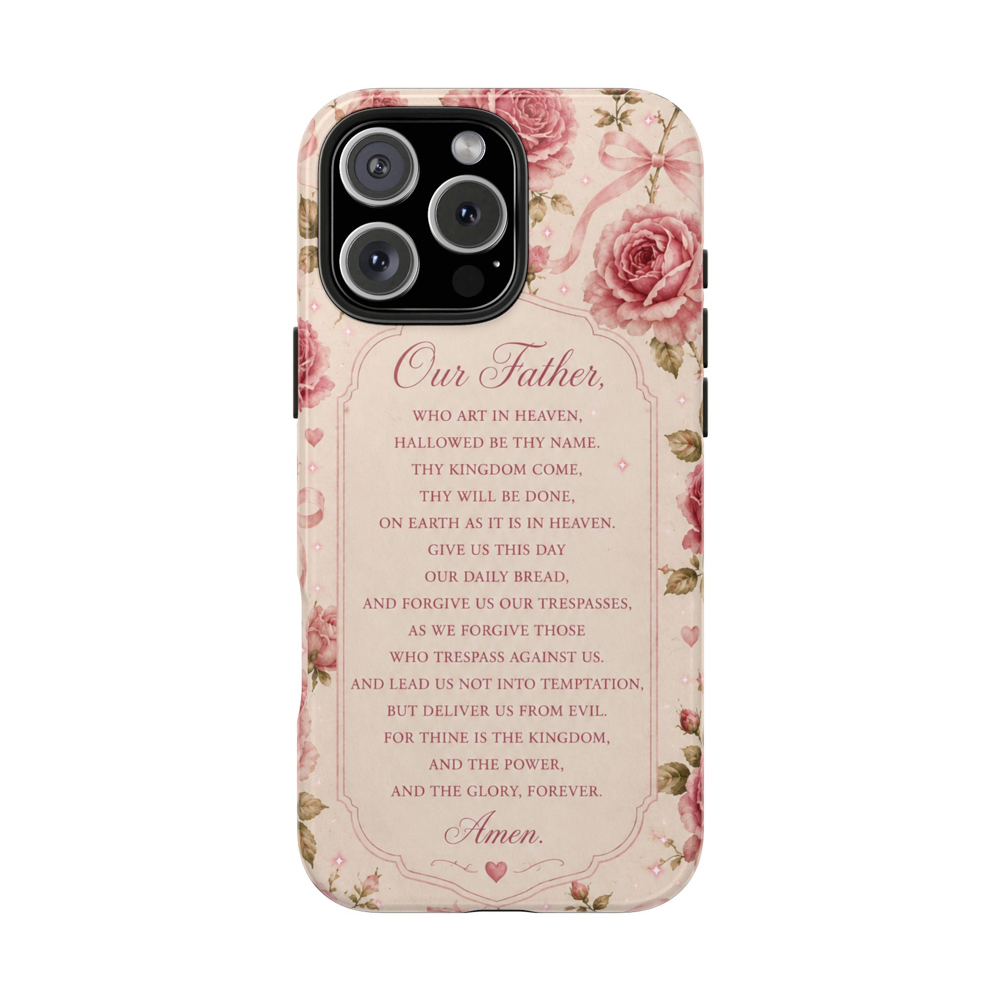 Our Father Prayer Phone Case | Floral Rosary Scripture iPhone Case