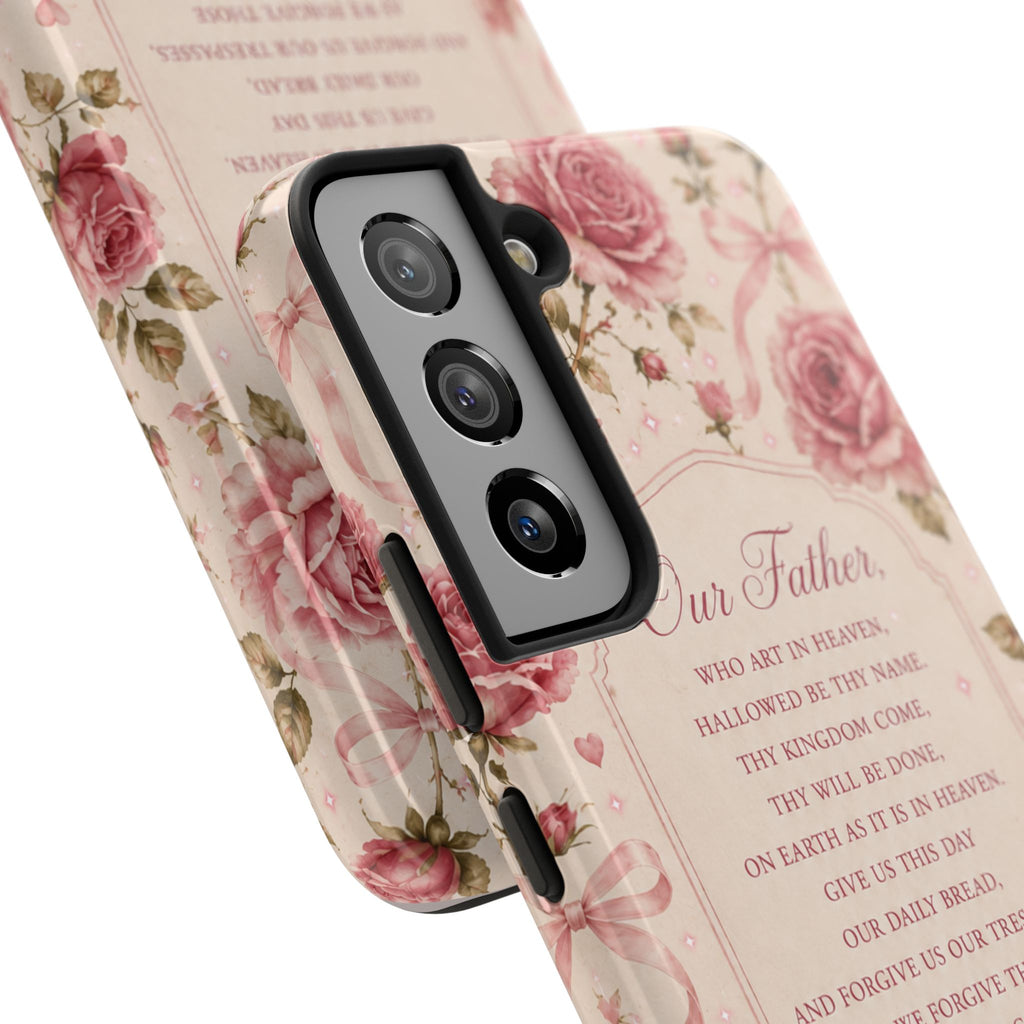 Our Father Prayer Phone Case | Floral Rosary Scripture iPhone Case