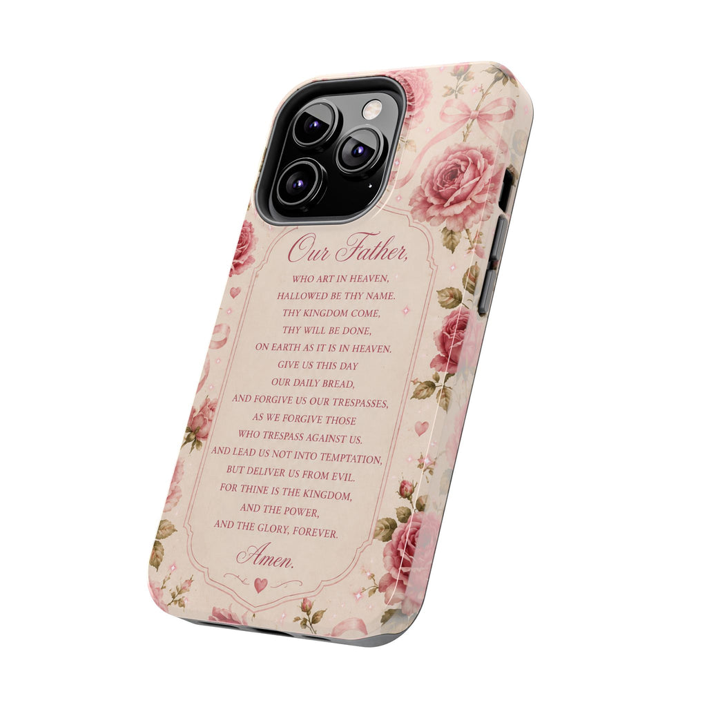 Our Father Prayer Phone Case | Floral Rosary Scripture iPhone Case