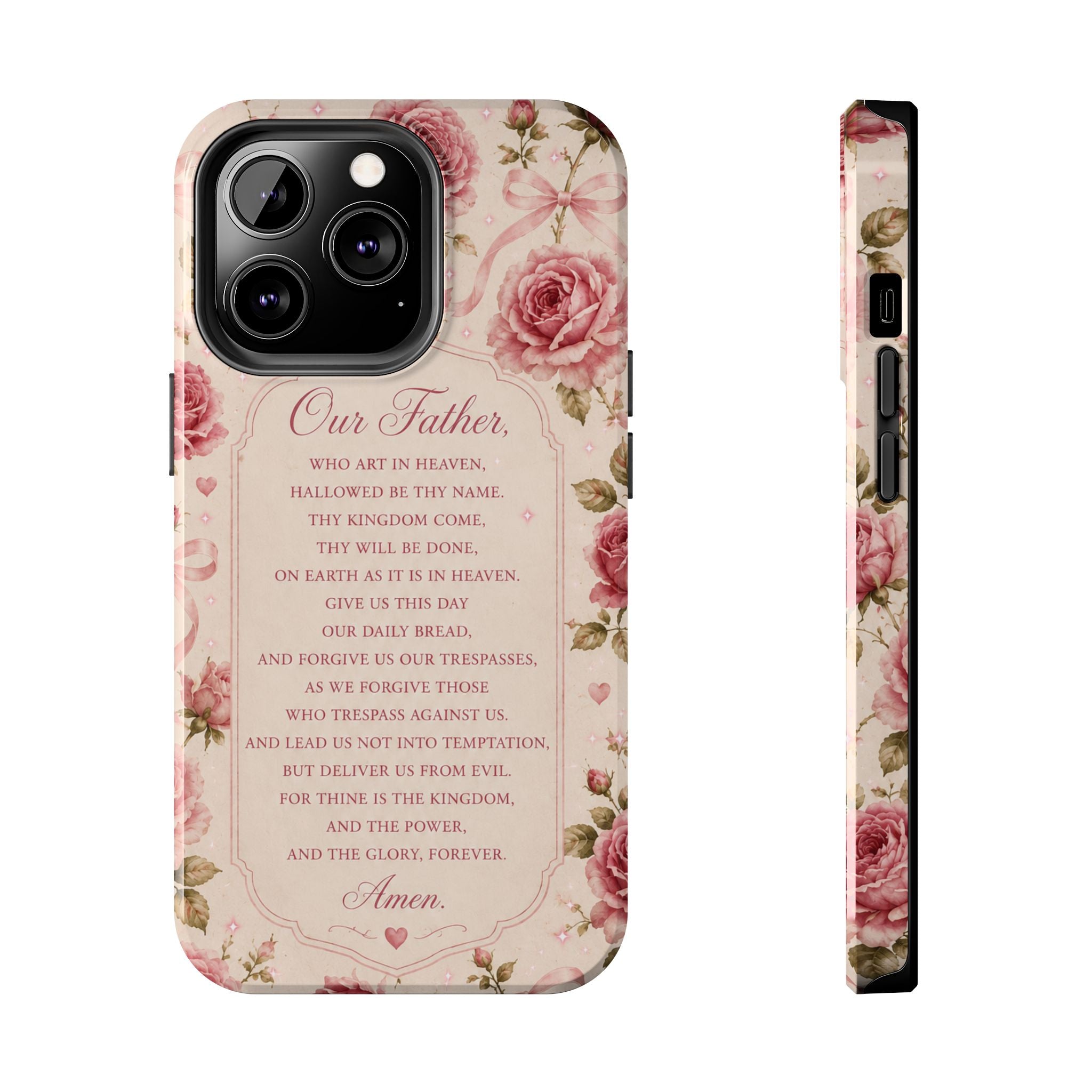 Our Father Prayer Phone Case | Floral Rosary Scripture iPhone Case