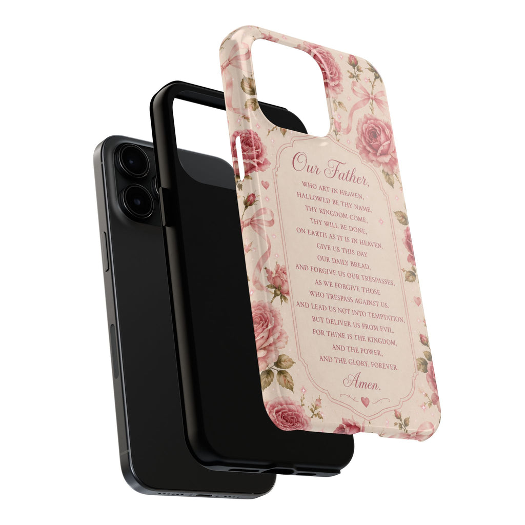Our Father Prayer Phone Case | Floral Rosary Scripture iPhone Case