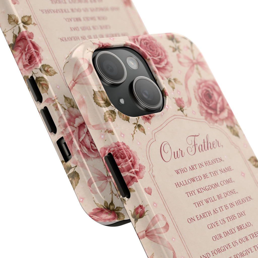 Our Father Prayer Phone Case | Floral Rosary Scripture iPhone Case