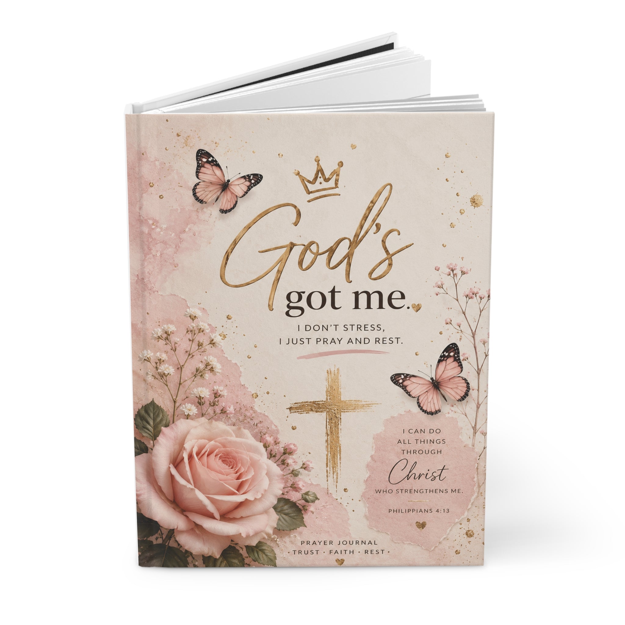 God's Got Me journal | Christian faith prayer journal, floral butterfly hardcover