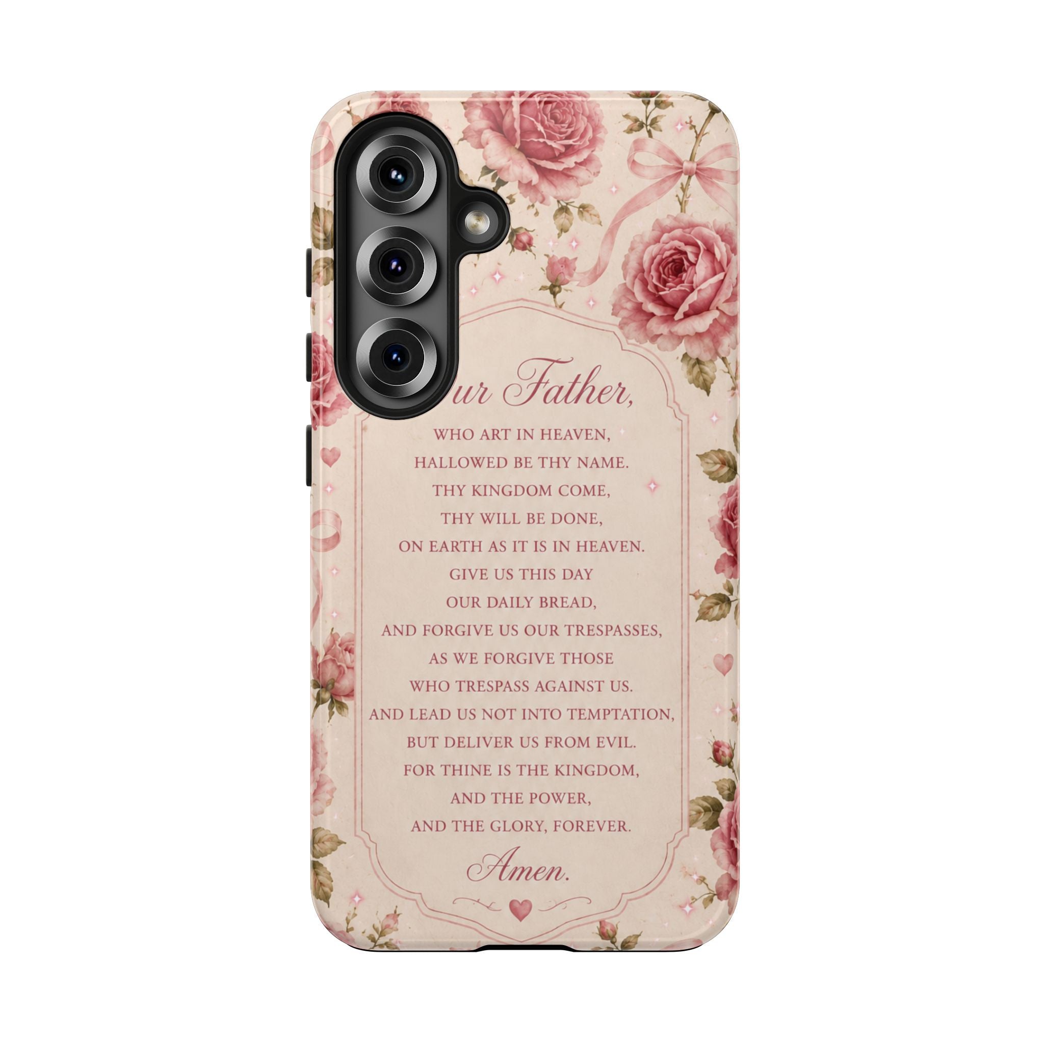 Our Father Prayer Phone Case | Floral Rosary Scripture iPhone Case