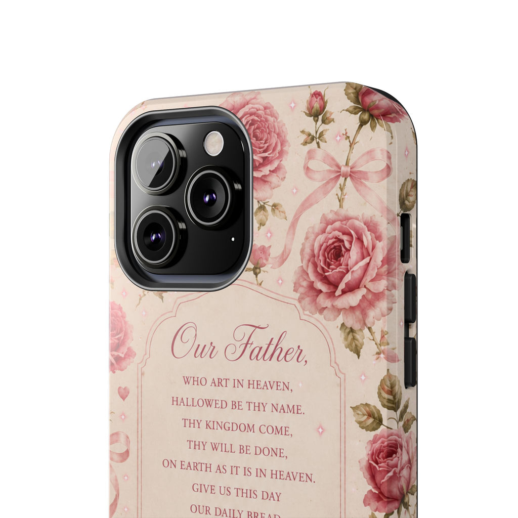 Our Father Prayer Phone Case | Floral Rosary Scripture iPhone Case