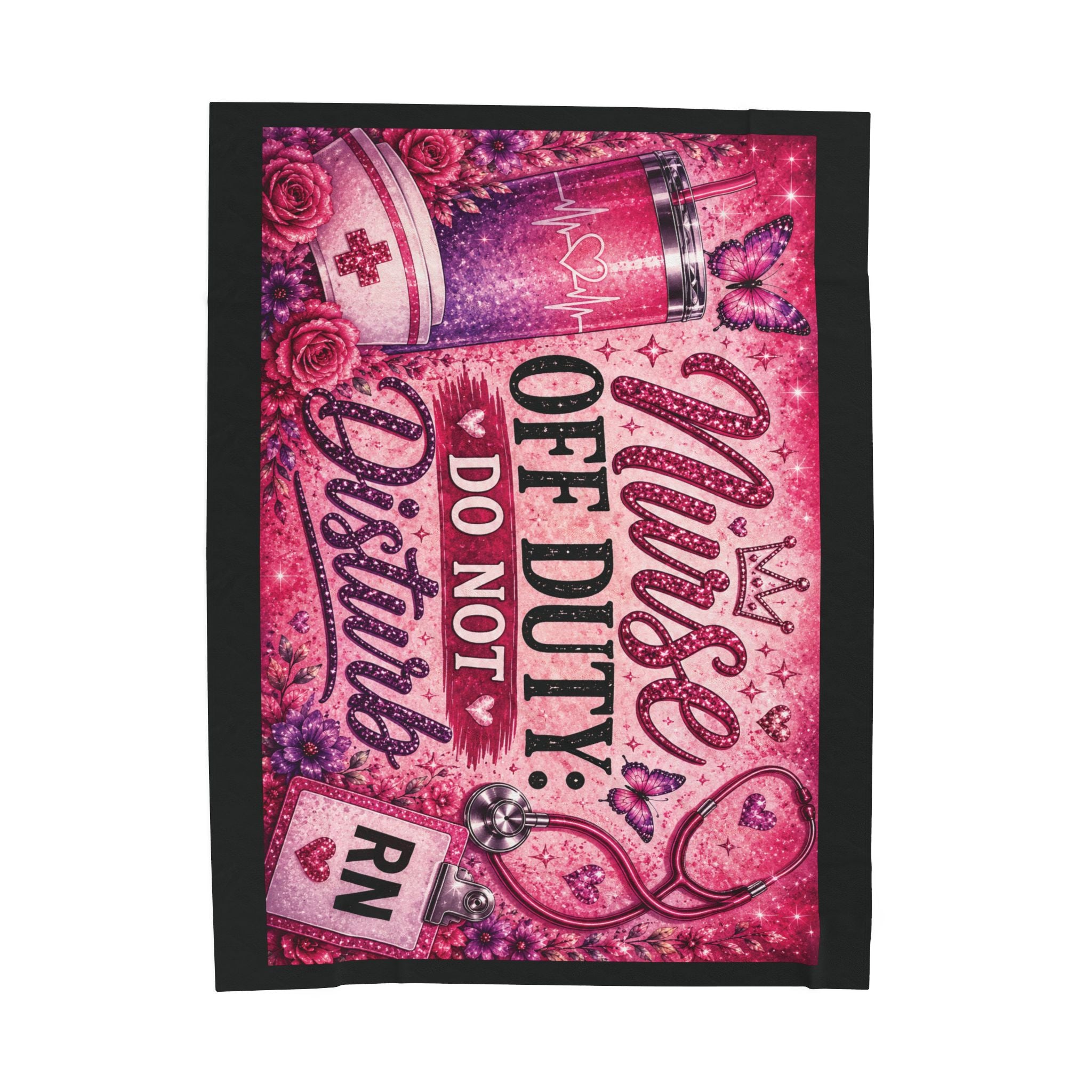 Nurse Off Duty Do Not Disturb Blanket | Cute Pink RN Throw Blanket | Nurse Life Cozy Gift | Night Shift Nurse Decor