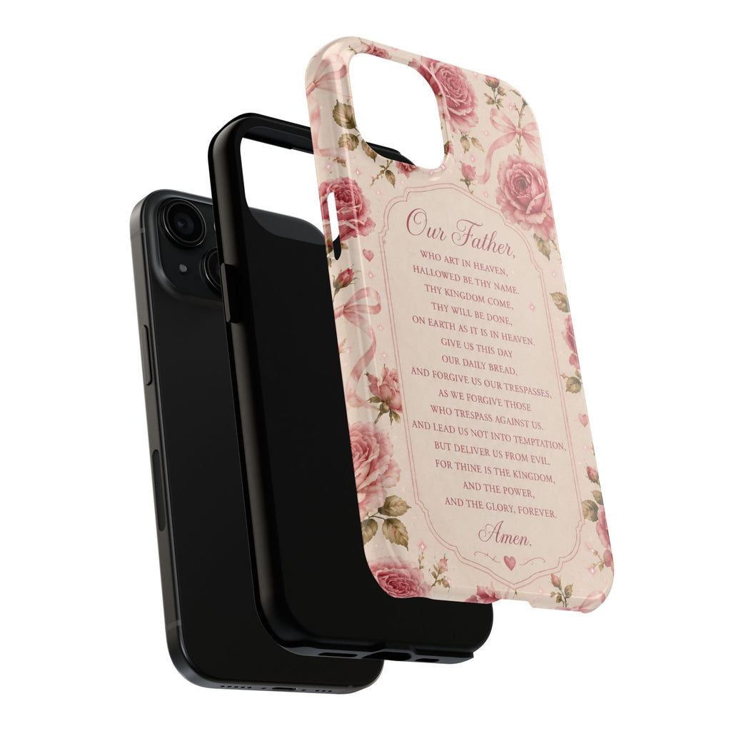 Our Father Prayer Phone Case | Floral Rosary Scripture iPhone Case