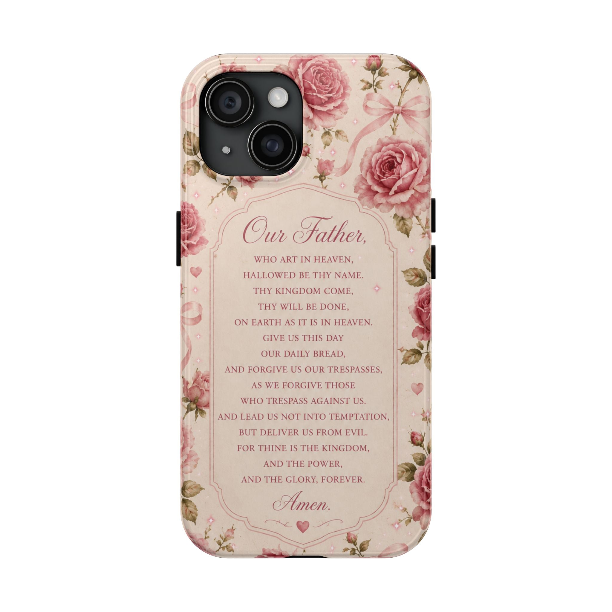 Our Father Prayer Phone Case | Floral Rosary Scripture iPhone Case