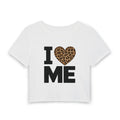 I  ME Leopard Heart Baby Tee — Women's Self-Love Crop Top