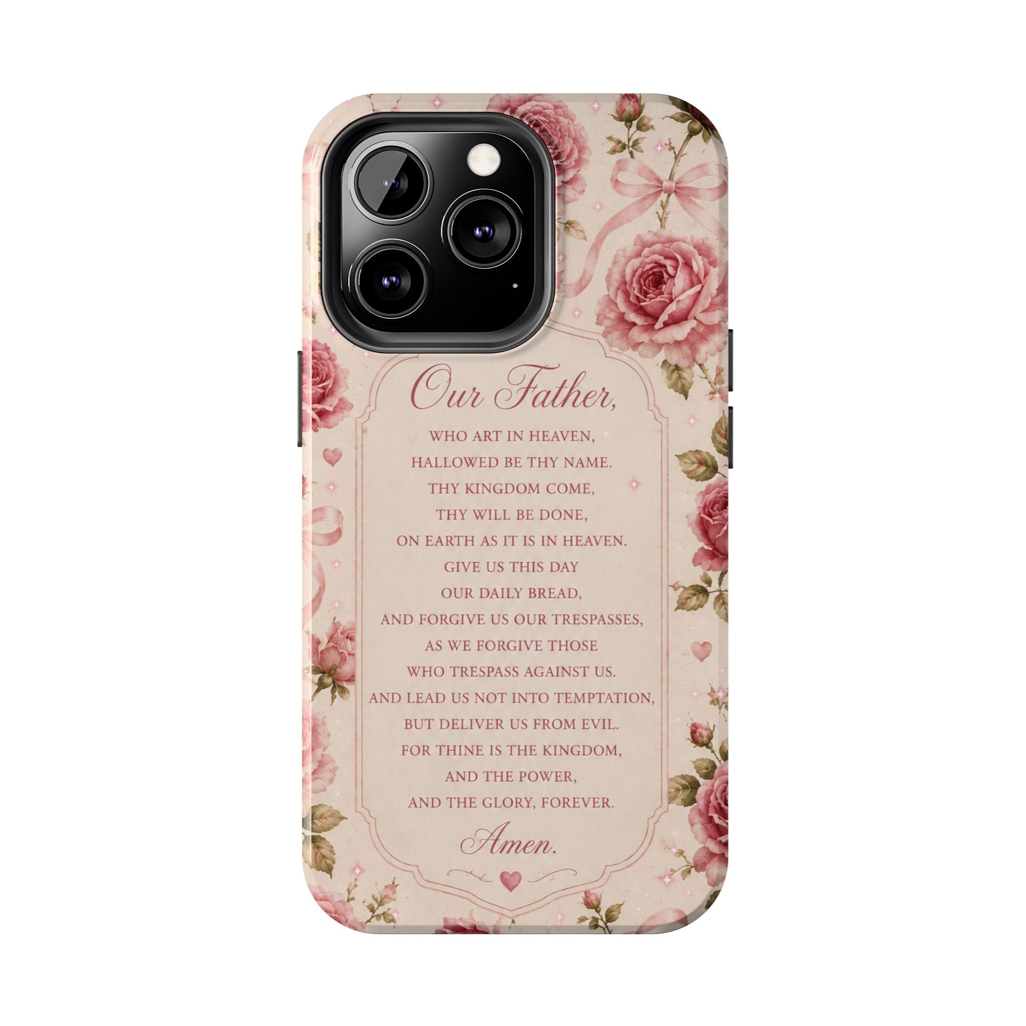 Our Father Prayer Phone Case | Floral Rosary Scripture iPhone Case
