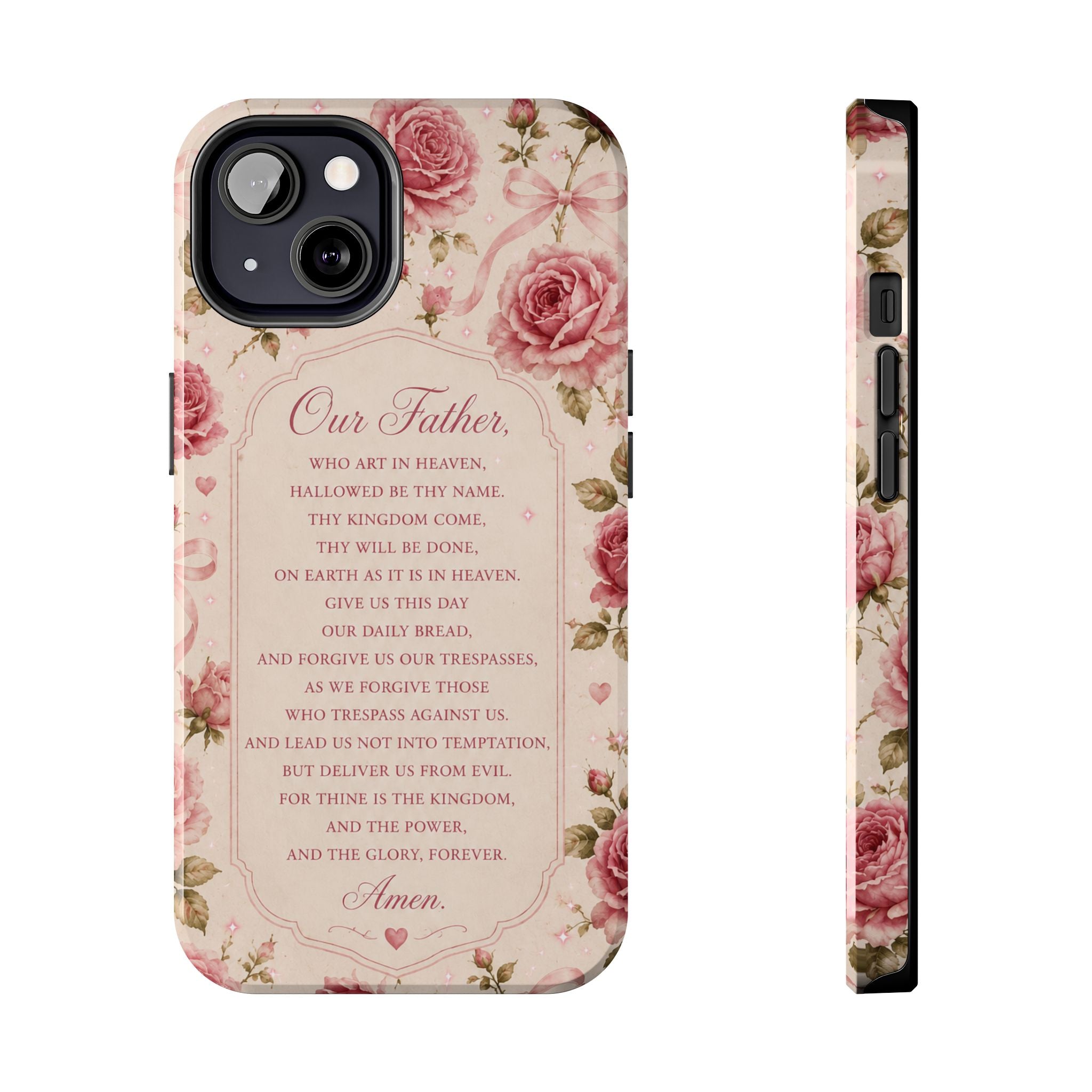Our Father Prayer Phone Case | Floral Rosary Scripture iPhone Case