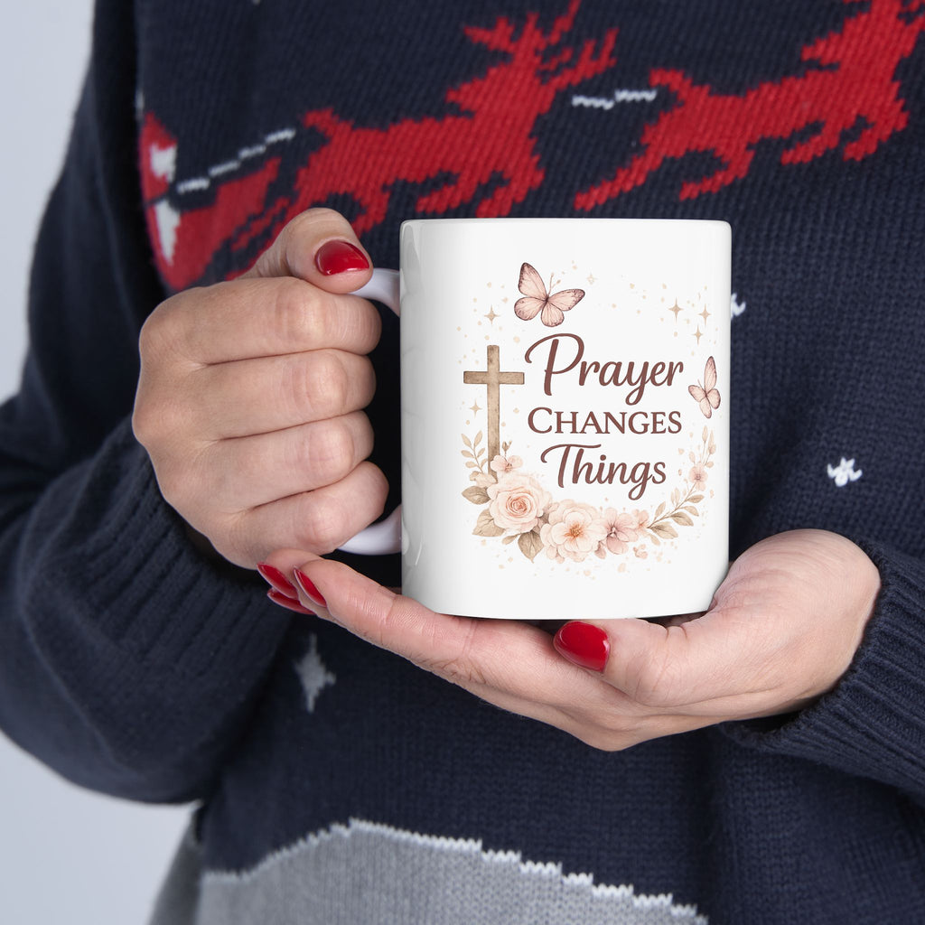 Prayer Changes Things Mug | Christian Coffee Mug | Faith Based Gift for Women | Bible Verse Mug | Christian Gift | Pray First Worry Less