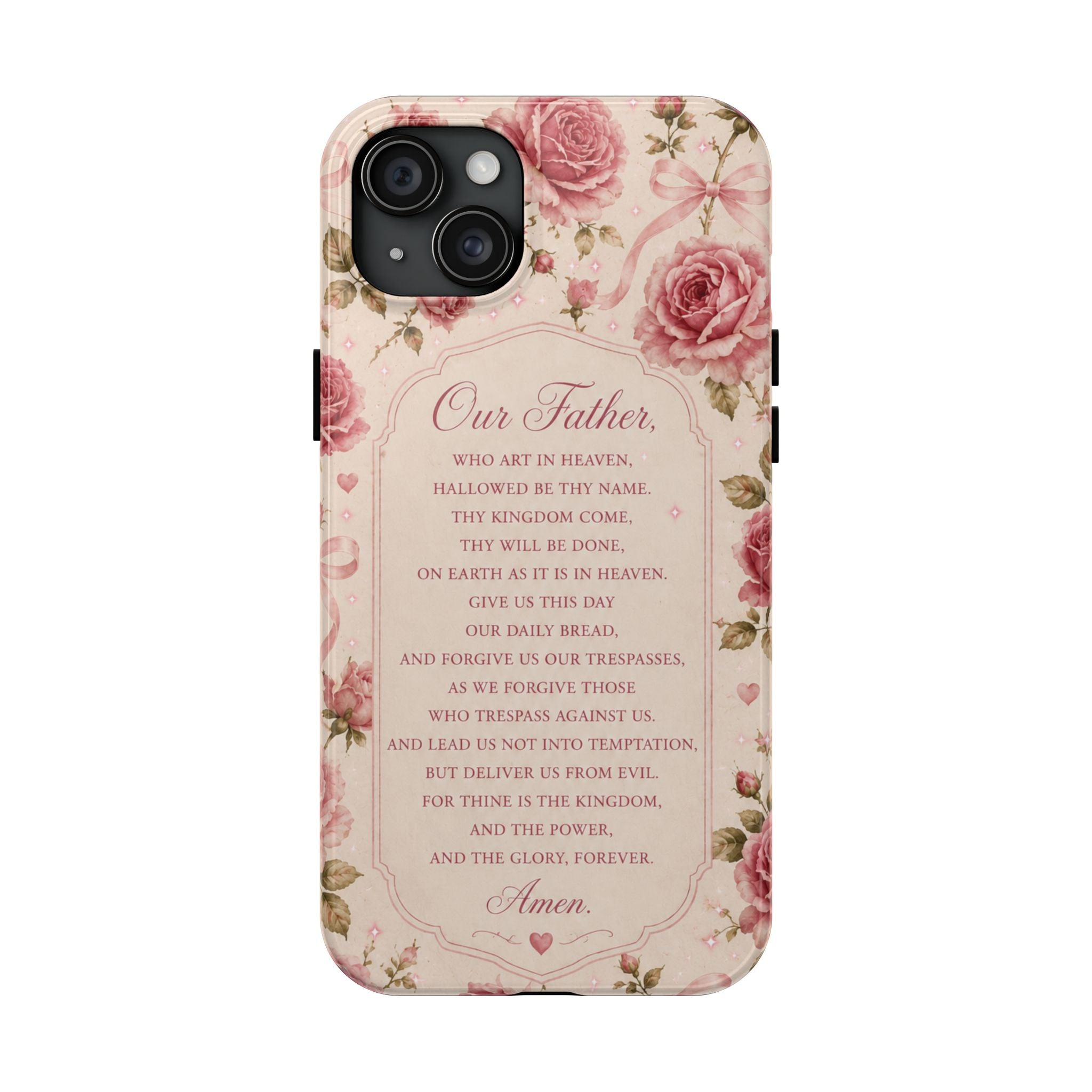 Our Father Prayer Phone Case | Floral Rosary Scripture iPhone Case
