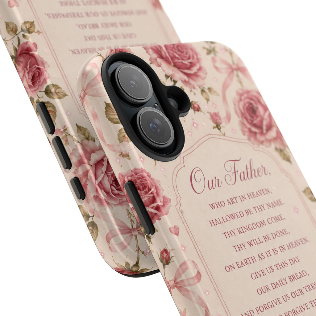 Our Father Prayer Phone Case | Floral Rosary Scripture iPhone Case