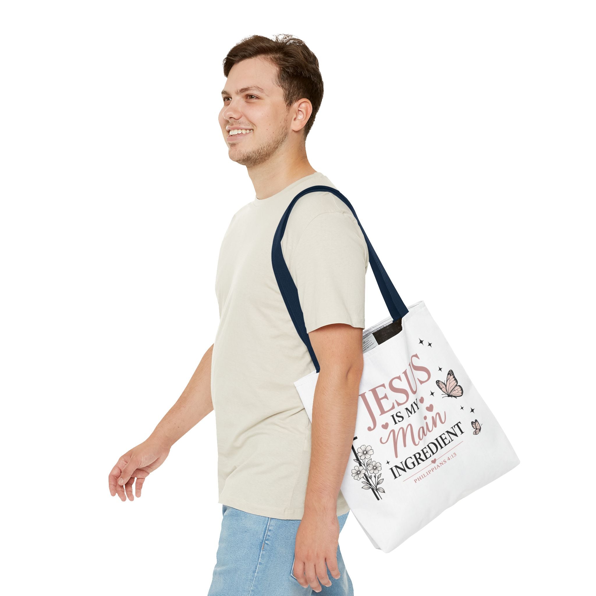 Christian Tote Bag for Women | Jesus Is My Main Ingredient | Faith Based Tote | Bible Study Bag | Church Bag | Philippians 4:13 Gift