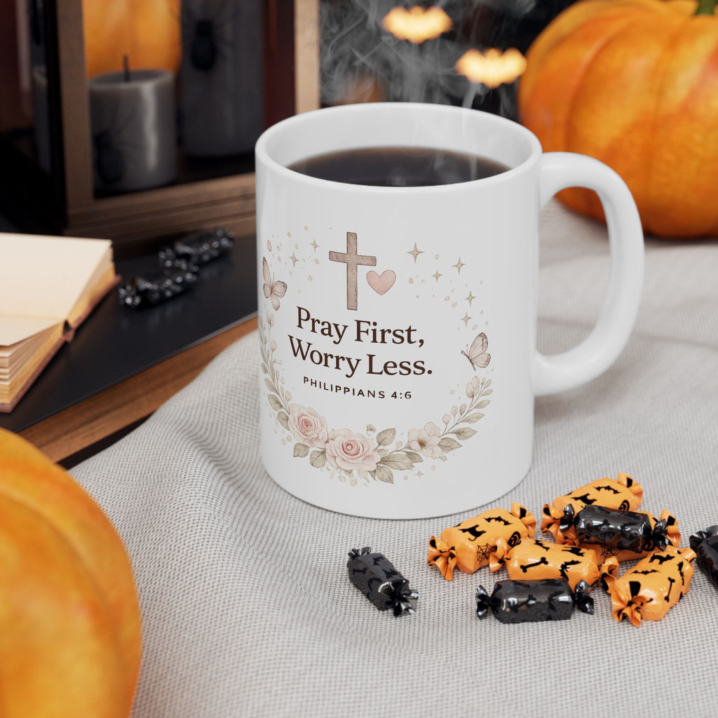 Prayer Changes Things Mug | Christian Coffee Mug | Faith Based Gift for Women | Bible Verse Mug | Christian Gift | Pray First Worry Less