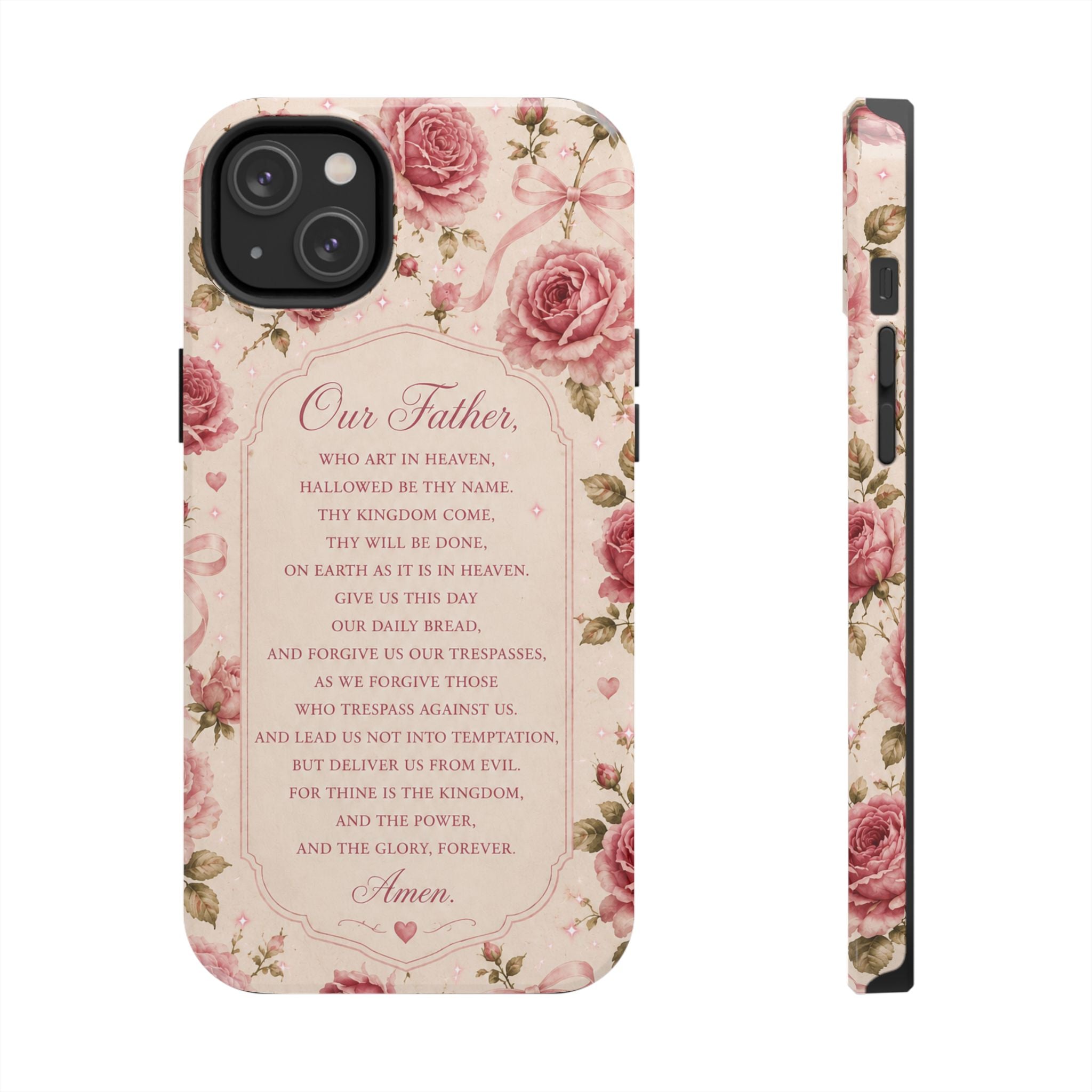 Our Father Prayer Phone Case | Floral Rosary Scripture iPhone Case