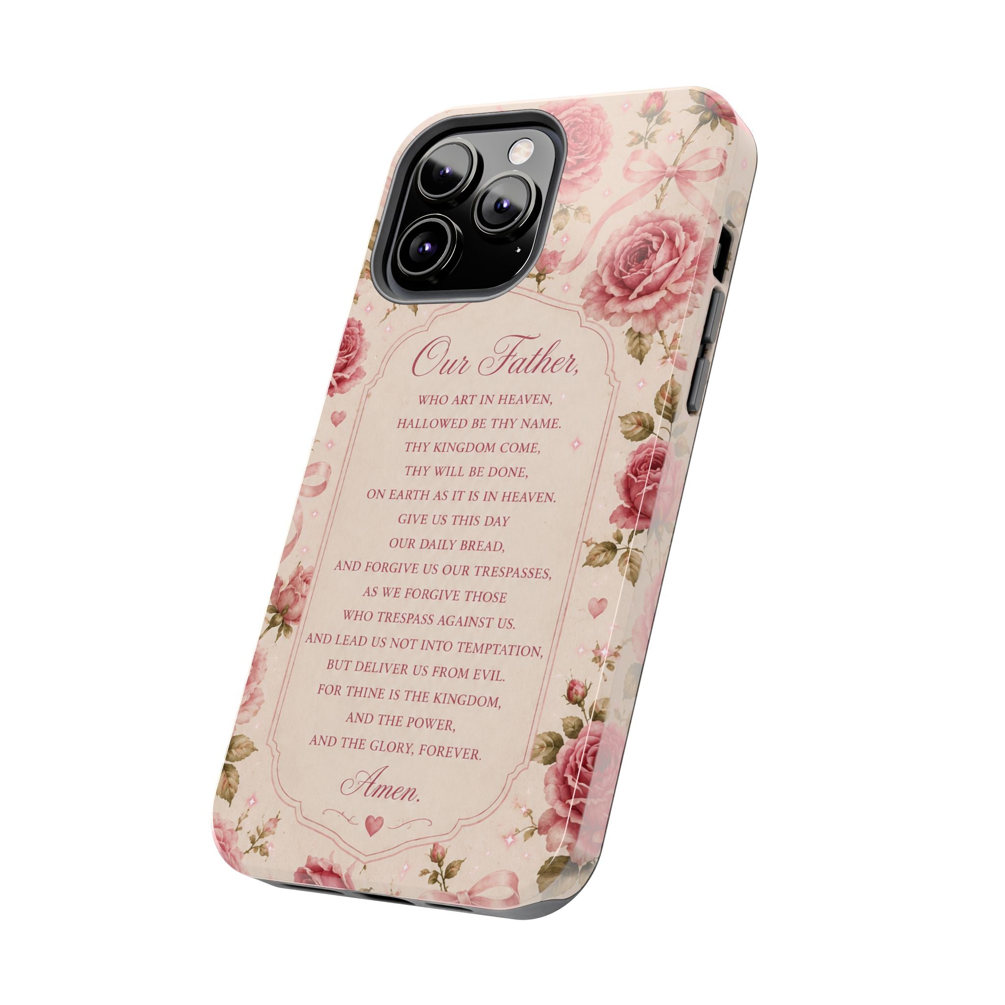 Our Father Prayer Phone Case | Floral Rosary Scripture iPhone Case