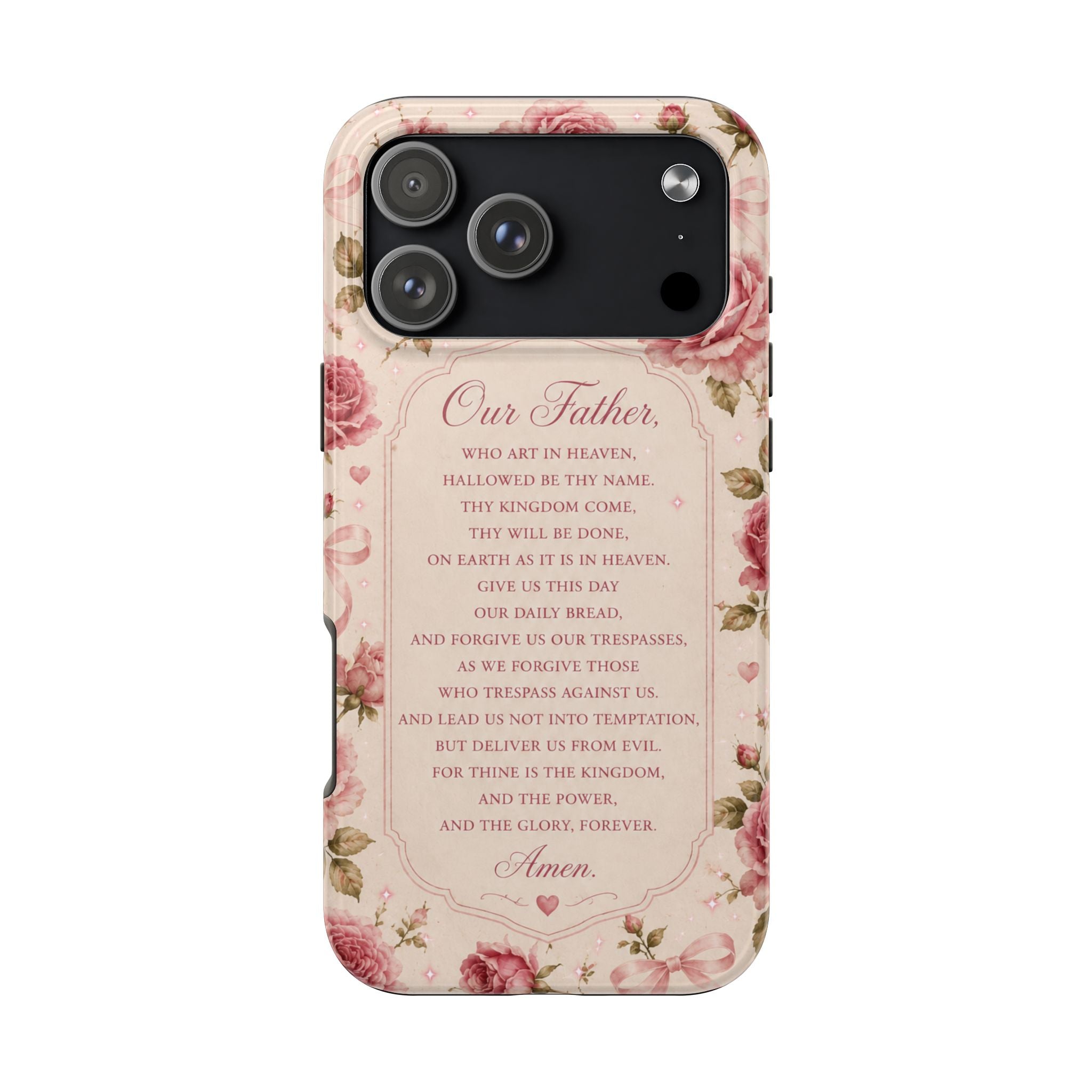 Our Father Prayer Phone Case | Floral Rosary Scripture iPhone Case