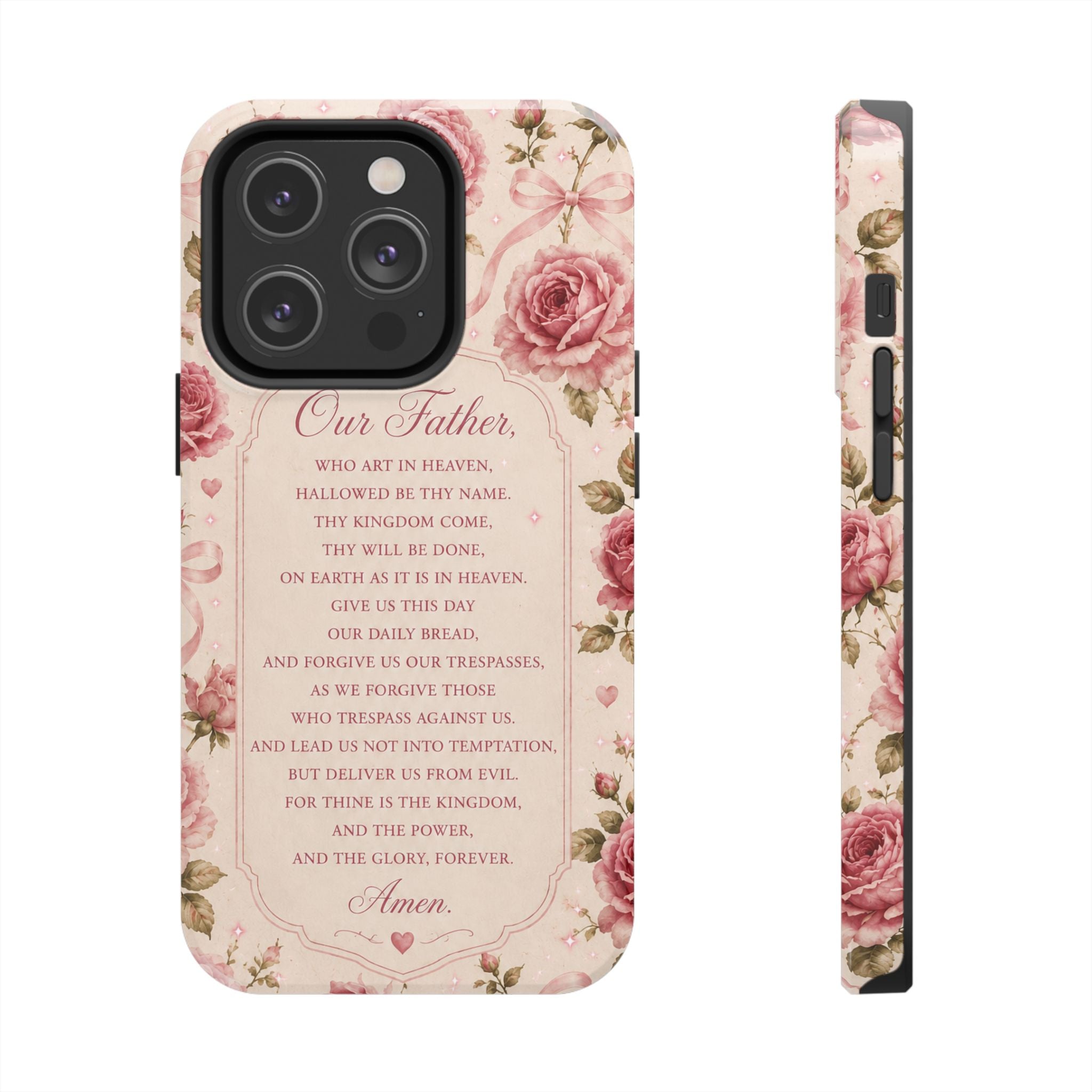 Our Father Prayer Phone Case | Floral Rosary Scripture iPhone Case