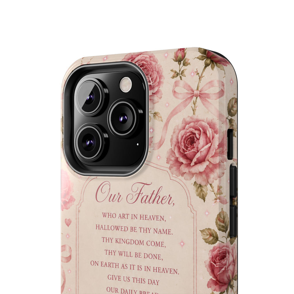 Our Father Prayer Phone Case | Floral Rosary Scripture iPhone Case