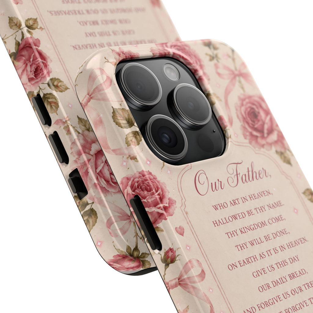 Our Father Prayer Phone Case | Floral Rosary Scripture iPhone Case