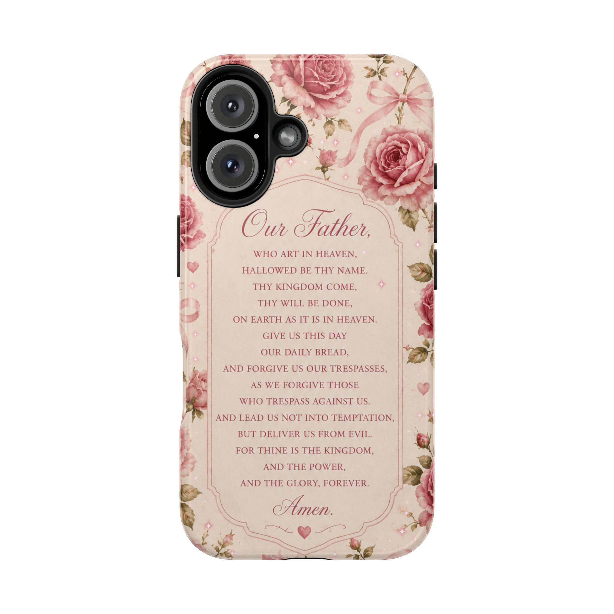 Our Father Prayer Phone Case | Floral Rosary Scripture iPhone Case