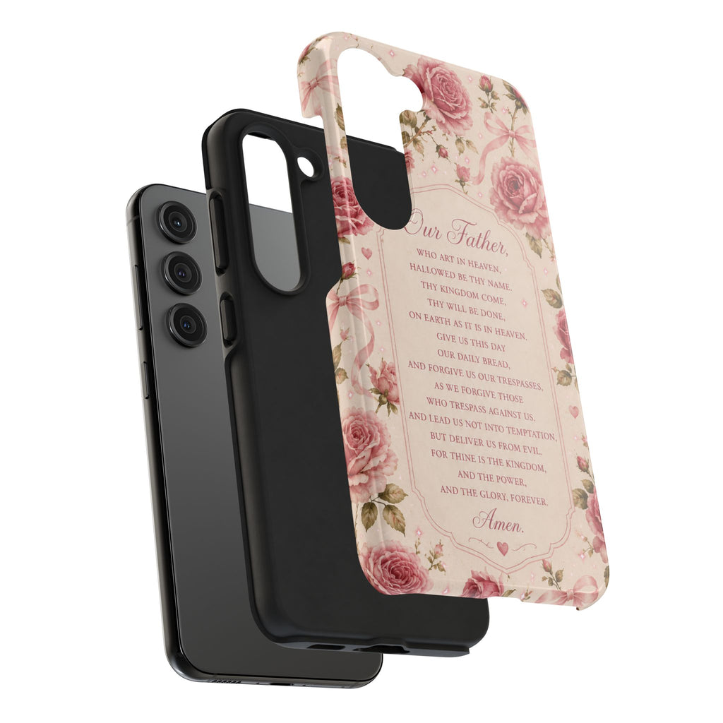 Our Father Prayer Phone Case | Floral Rosary Scripture iPhone Case