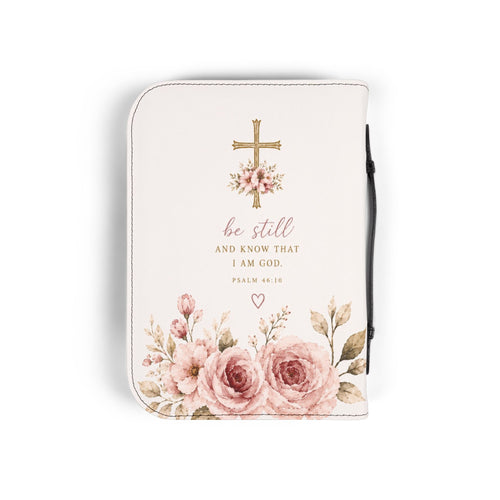 Floral Scripture Bible Cover — Proverbs 31 / Psalm 46 Inspirational Zip Case