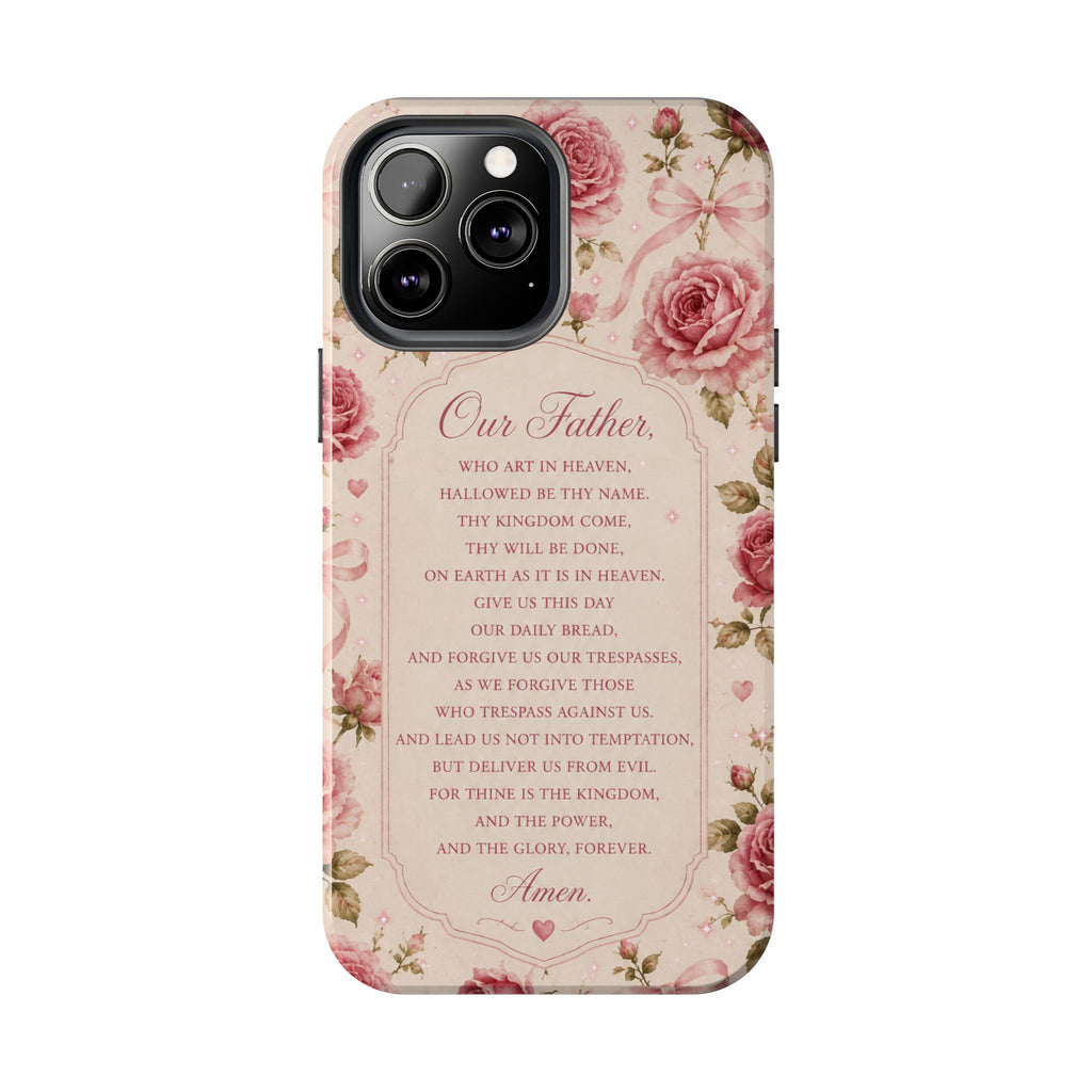 Our Father Prayer Phone Case | Floral Rosary Scripture iPhone Case