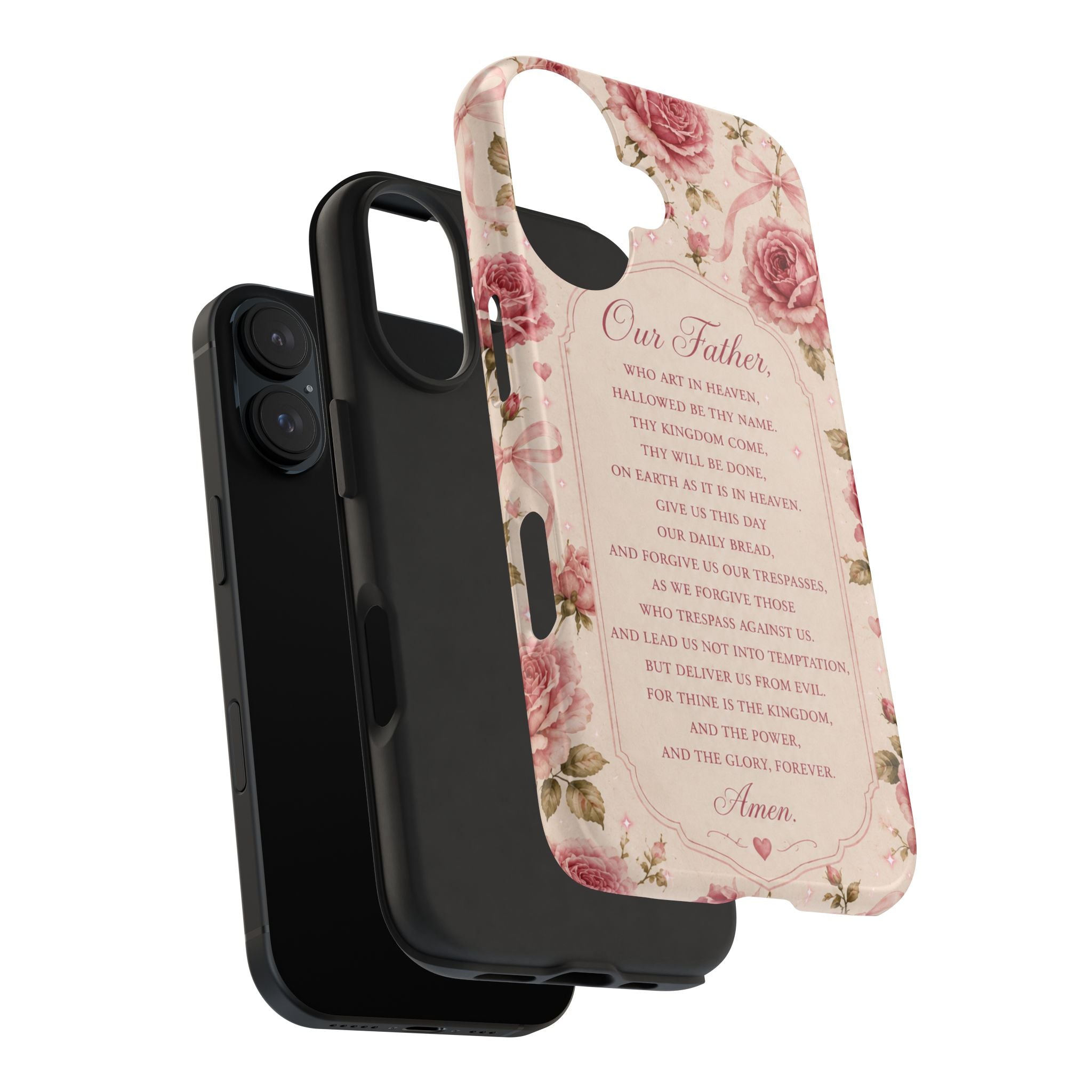 Our Father Prayer Phone Case | Floral Rosary Scripture iPhone Case